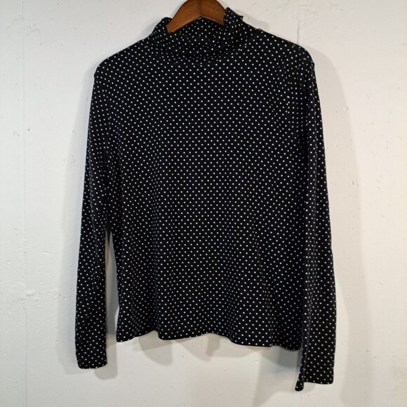 Studio Works Tops Polka Dots Mock Neck Long Sleeve Large Women Blouse top - Picture 4 of 9
